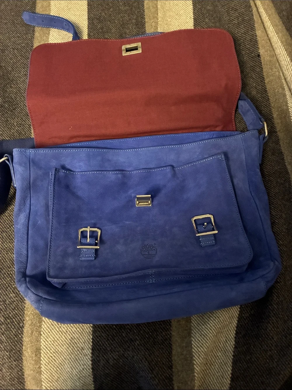 Blue suede Timberland Messenger bag